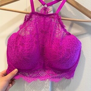 Victoria's Secret Fuchsia Lace Halter Bralette